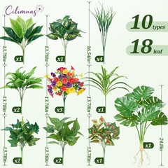 Artificial Plants Outdoor,18PCS UV Resistant Fake Greenery&Flowers with Stems…