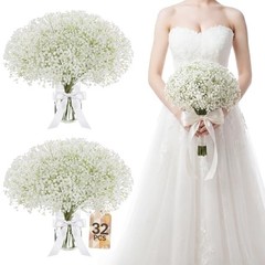 Pcs Babys Breath Artificial Flowers Bulk, 20″ Faux Flowers with Long 32 White