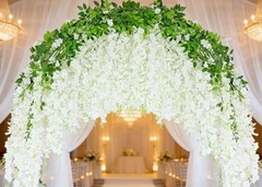 25Pcs Wisteria Hanging Flowers,3.6 Feet/Piece White 43.2 Inch White-25pcs