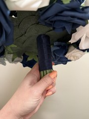 Ling’s Moment Bridal Bouquet & Matching Boutonniere Navy Blue Wedding Flowers