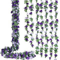 5Pcs 82 FT Artificial Rose Flower Garland, Faux Silk Rose FGarland 5pcs Purple