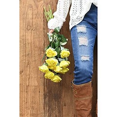Fake Roses Wedding Flowers Real Touch Silk Yellow Artificial Flowers 12 Stems