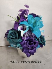Purple Teal Rose Tiger Lily Bridal Wedding Bouquet Accessories