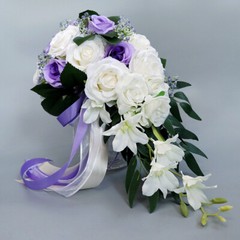 Bridal Artificial Rose Bouquet Silk Flowers Bridesmaid Drop Shape Decor