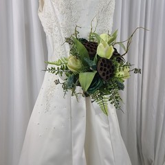 Woodland and Jade Crystal Faux Silk Wedding Bouquet