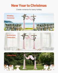 Wedding Arch Decoration in Pink with 21ft Fade-Resistant Flowers 2P