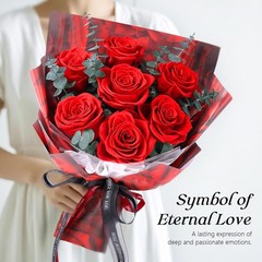 Preserved Flowers Bouquet 7 Roses – Red Real Rose & for Delivery,