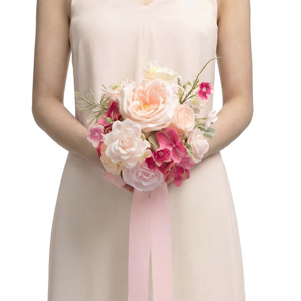 Pink Artificial Wedding Flower Bouquets for Bridesmaids – Blush & Hot Pink Flora