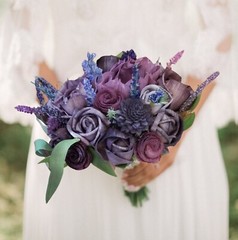 Purple & Plum Sola Wood Wildflower Bridal Bouquet Boutonniere Wedding Flowers