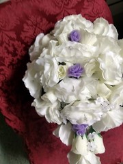 LARGE WEDDING BOUQUET IVORY & Lavender WITH BOUT OR ANY COLOR RUSH ORDER AVAIL