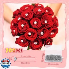 ZXIIXZ 700 Pcs Diamond Boutonniere Pins, 1.5 Inch Flower Straight Rhinestones