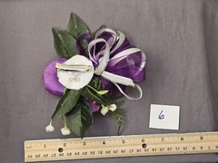 Silk Corsage – Purple And Silver With Rhinestone Accent