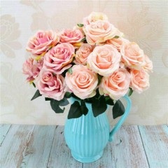 10 Heads Silk Rose Artificial Flowers Fake Bouquet Wedding Home Party Decor New