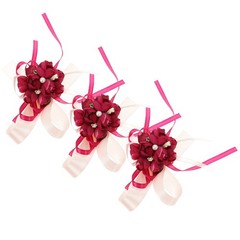 3 Pcs Wedding Flower Wristband Rustic Vintage Wristlet Bracelets for Prom Party
