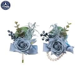 Dusty Blue Rose Corsage and Boutonniere Set for Prom Wedding Groomsmen Brides…