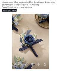 Ling’s Moment 6pc Blue Groom Boutonniere Wedding Prom