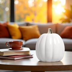 Pearhead Pumpkin Fall Decor – Ceramic White One Size,