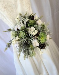 Frosted Winter Succulent Silk Wedding Bouquet