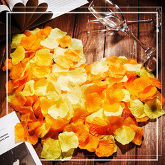 2000 Pcs Orange Yellow Rose Petal for Wedding Decorations Fake Silk Rose Flower