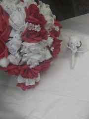 LARGE WEDDING BOUQUET RED & WHITE OR ANY COLOR WITH BOUT RUSH ORDERS AVAILABLE