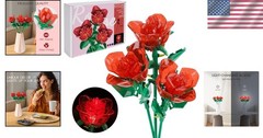 Artistic Rose Bouquet Building Kit with LED Lights – Perfect Gift for Her