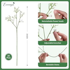 120 Pcs Mixed Artificial Eucalyptus Leaves Stems Bulk – Baby Breath Green