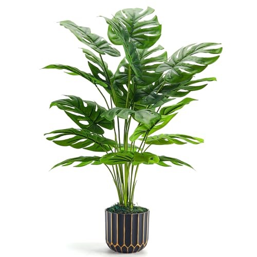 Fake Plants Tall 28” Artificial Monstera Faux Plants Indoor for Living 28″ 1