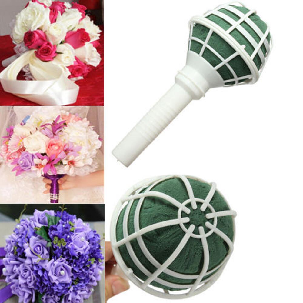 2Pcs Bridal Wedding Flower Decor Bouquet Foam Holder Handle Base Bracket Supply