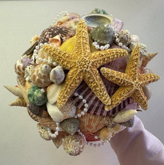 Custom Made Bridal Bouquet XL Multicolor Seashell Starfish Coastal Decor Boho XL