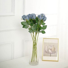 DUSTY BLUE 24 Artificial 31″ Long Stem Silk ROSE FLOWERS Party Event Decorations