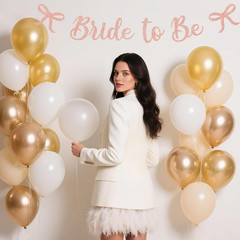 Bride to Be Banner, Rose Gold Bride to Be with Bow Glitter Bachelorette Bridal P
