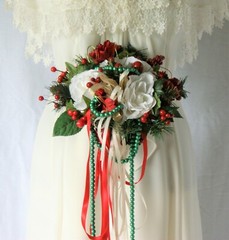 Roses and Berries Silk Winter Wedding Bouquet