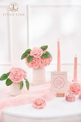 Artificial Flowers 3″ Rose, 25pcs Flowers with Stem, Roses for DIY Pink