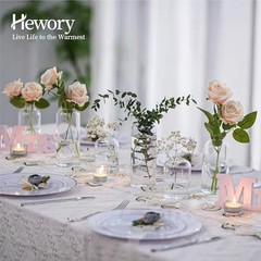 Glass Bud Vases for Flowers – Blown Modern Small Glass 4sets (12pcs) Clear