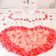 2000PCS Artificial Silk Rose Petals Red & White Wedding Party Decoration
