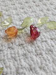 Beaded wire garland with Translucent leaves And Gems Jewels 66″ Long