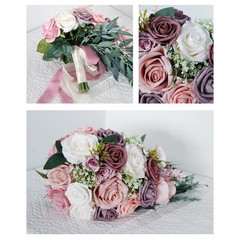Cascading Bridal Bouquet, Artificial Flowers Rustic Boho Tossing Bouquet for