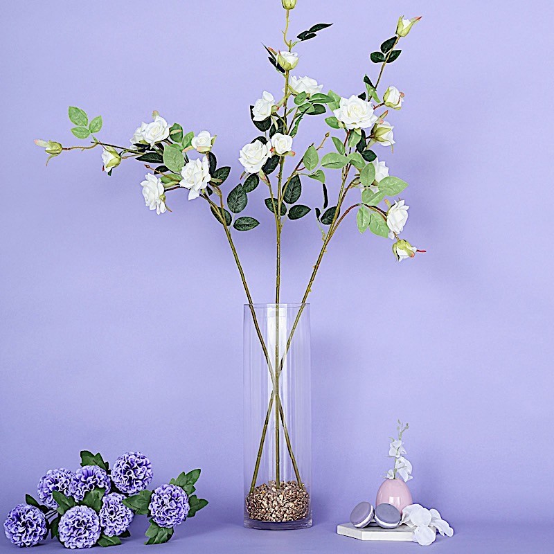 2 CREAM 38″ SINGLE STEM SILK ROSES Bouquets Wedding Centerpieces Decorations