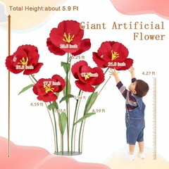 5PCS Giant Flowers for Decoration 5.9 ft Large Felt Fabric Flowers with Stems…
