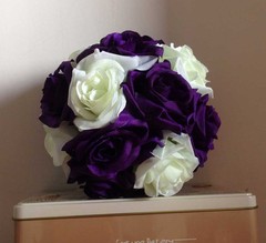 6 Inches Purple & Ivory Rose Flower Pomander Wedding Ball – USA Seller