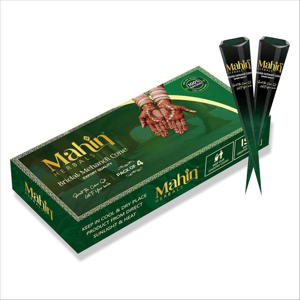 Mahin Herbals 100% Natural Henna Bridal Mehndi Cone For Temporary Body Art FS