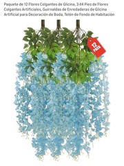 12 Pack Artificial Blue Green Wisteria Vine Garland 3.44 ft Polyester Wedding
