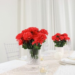 36 Red bushes Silk CHRYSANTHEMUMS Ball Wedding Flowers Bouquets Decorations SALE