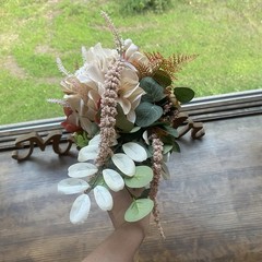 Bridal Wedding Bouquet Exquisite Budget Handmade Faux Floral Champagne Red/ Pink