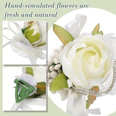20 Pcs Wedding Corsage and Boutonniere Set Homecoming Artificial Corsage Wris…