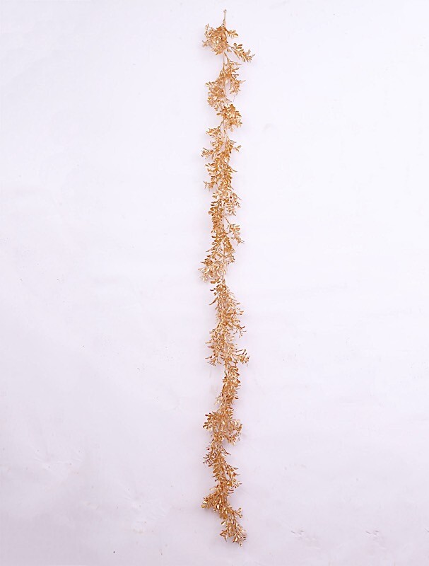 6 ft Metallic Gold Artificial Boxwood Leaves Hanging Foliage Garland Party Event