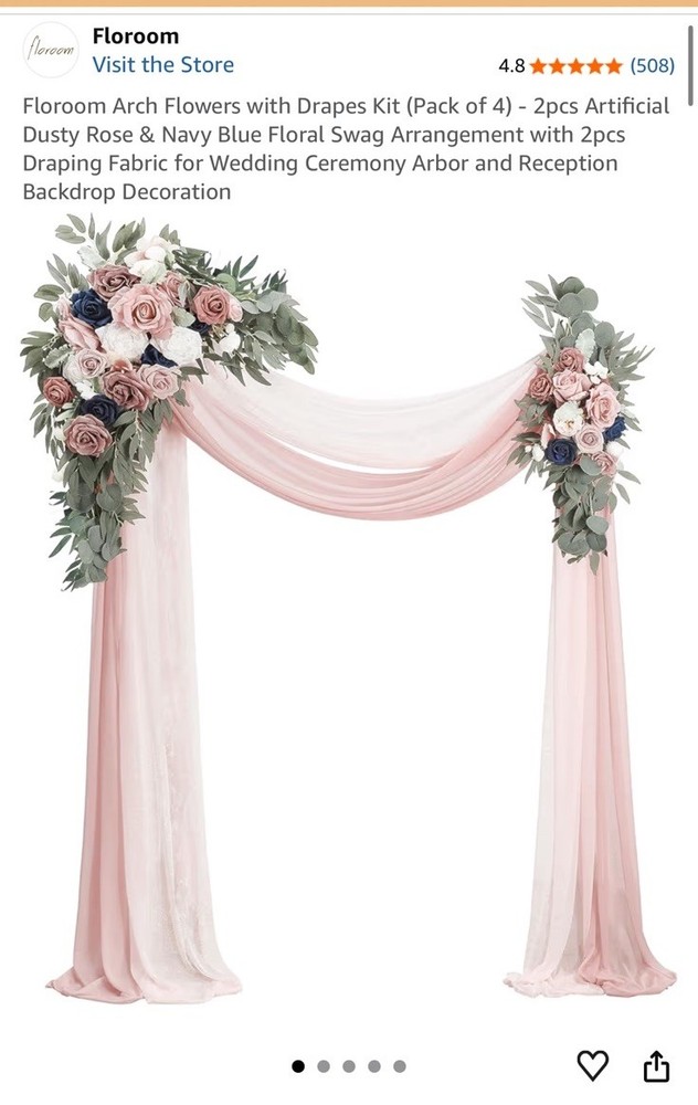 Floroom Artificial Rose Floral Swag Pink Blue White Green 2pcs Wedding