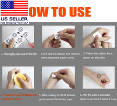 7Pcs Red Temporary Rose Flower Arm & Leg Tattoo Stickers, Sexy Stripper Chest &