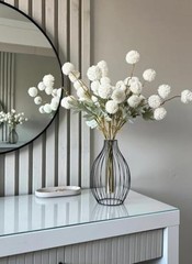 Artificial Kiku Flower White – 5 Pcs Fake Pompon Mums Silk Small Off White