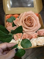 25-50 Pcs Foam Artificial Rose Heads Flowers W/Stem Wedding Bride Bouquet Decors